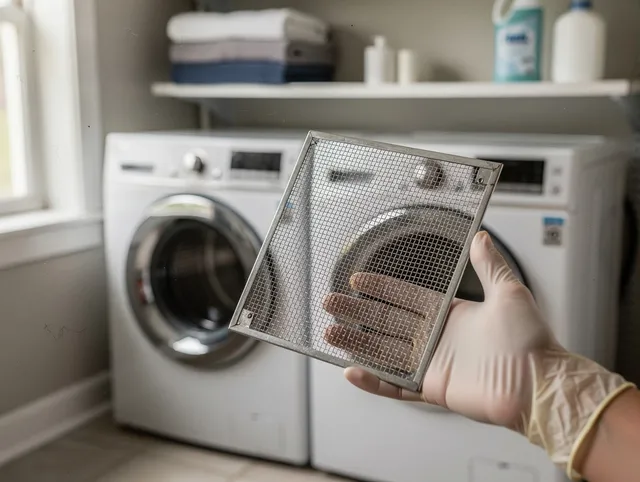 Temescal Valley Dryer Vent Cleaning specialist performing detailed lint trap cleaning service in Temescal Valley