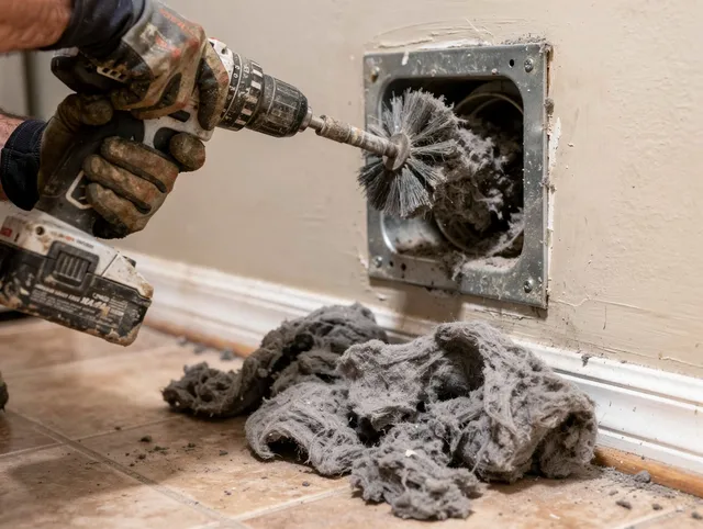Certified Temescal Valley Dryer Vent Cleaning technician performing dryer vent cleaning in Temescal Valley